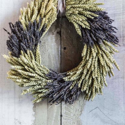 Wheat & Lavender Geometric Wreath