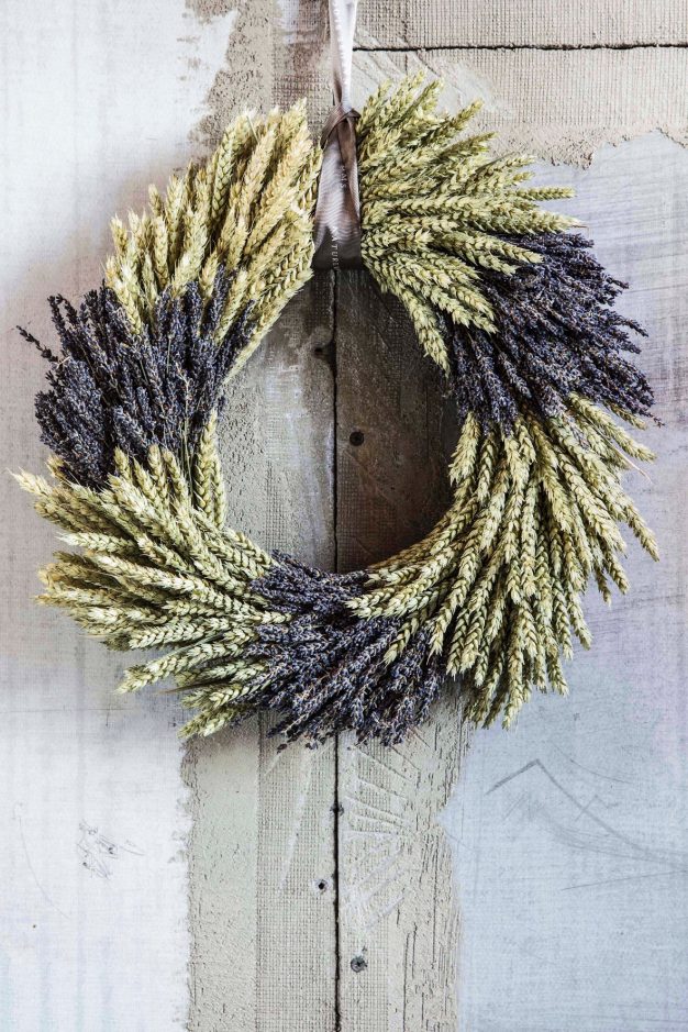 Wheat & Lavender Geometric Wreath