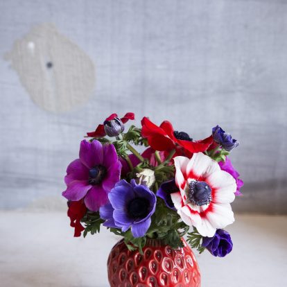 Strawberry Vase Red with Anemones