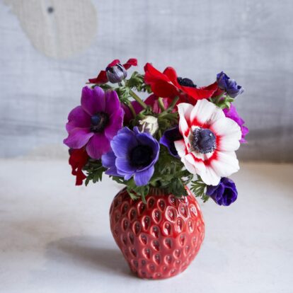 Strawberry Vase Red with Anemones