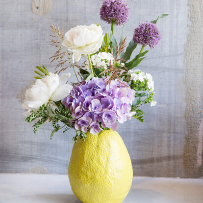 Fruit Vase Lemon Large With Seasonal Flowers