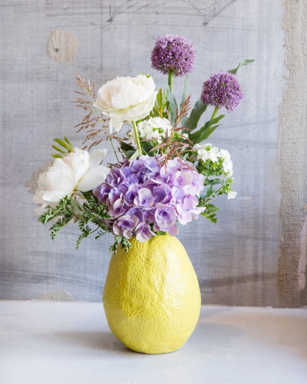 Fruit Vase Lemon Large With Seasonal Flowers