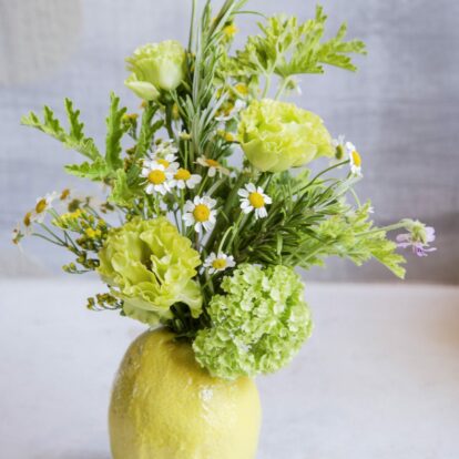 Lemon Vase Small with Seasonal Flowers