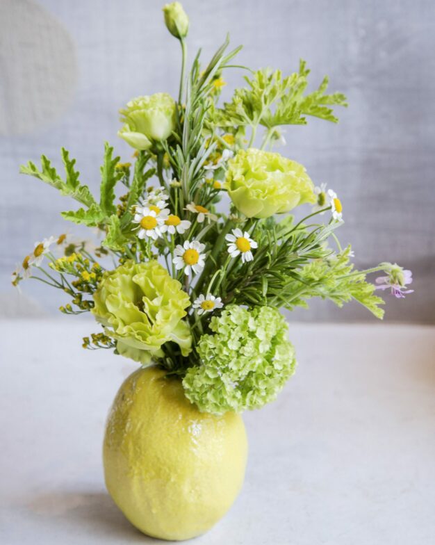 Lemon Vase Small with Seasonal Flowers