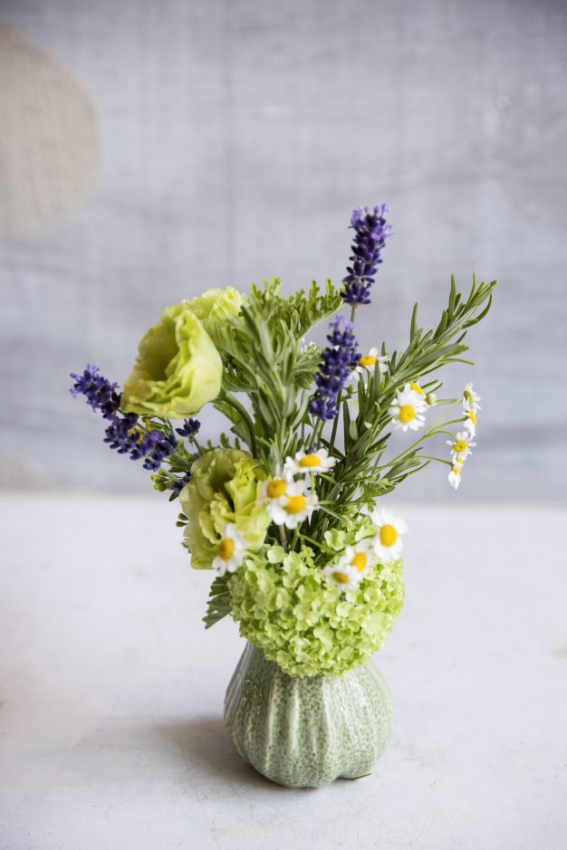 Fruit Vase Pear with Seasonal Flowers