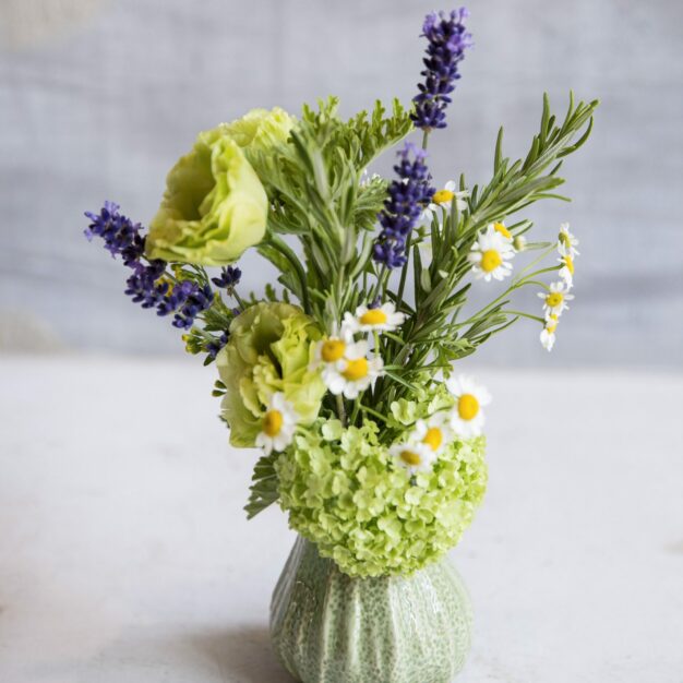 Fruit Vase Pear with Seasonal Flowers